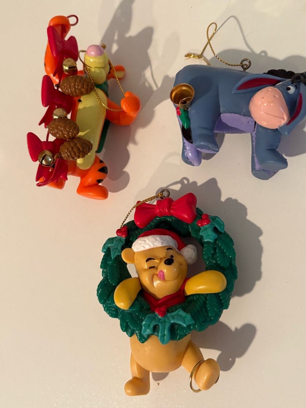 Set a three vintage Winnie the Pooh Christmas ornaments